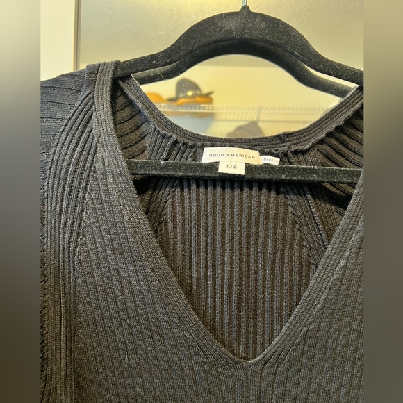 Good American Long Sleeve Black Ribbed Sweater Dress - Picture 6 of 6